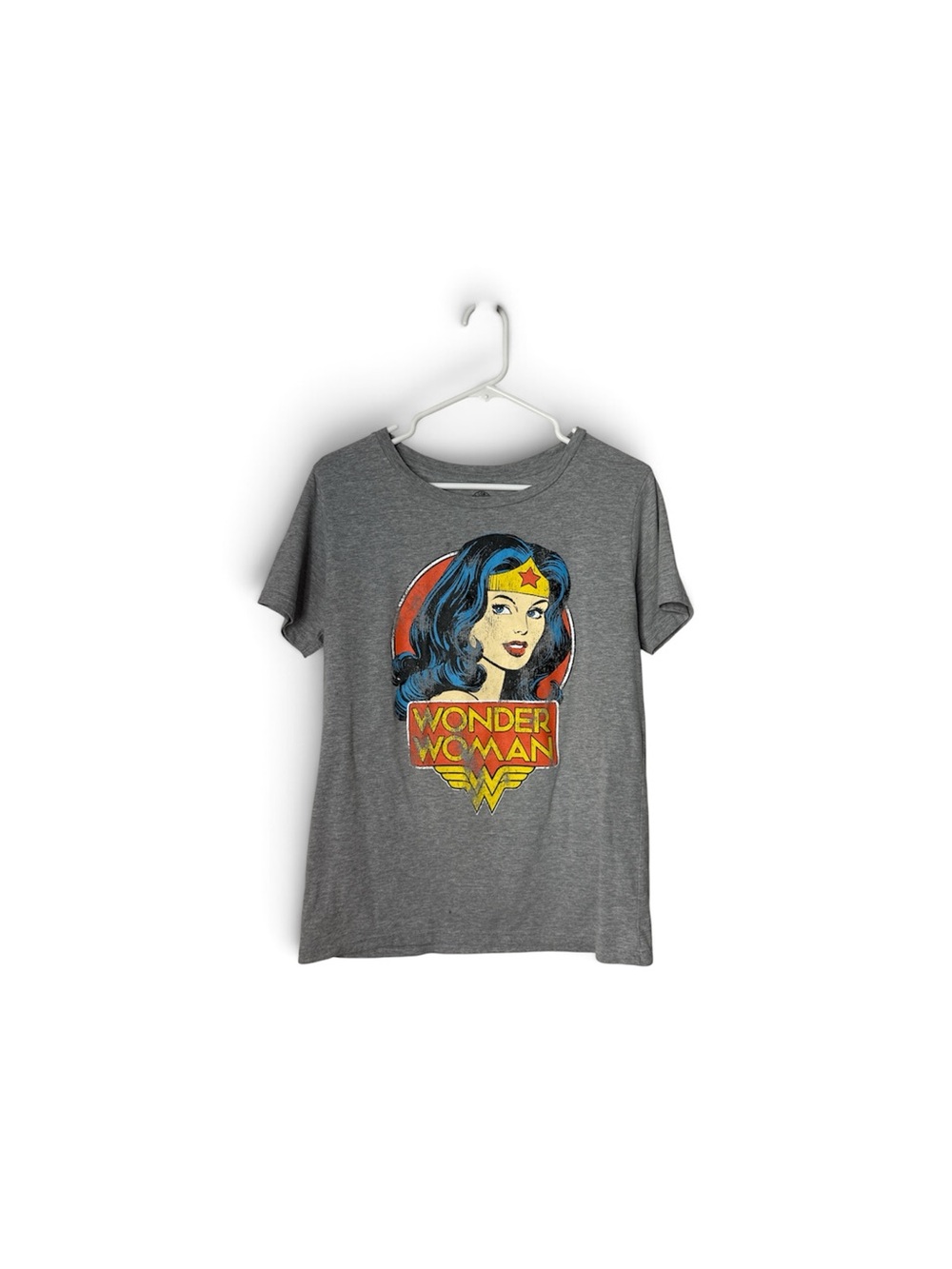 DC Comics T-Shirt Junior’s Medium 7/9 Gray Short Sleeve Wonder Woman Retro